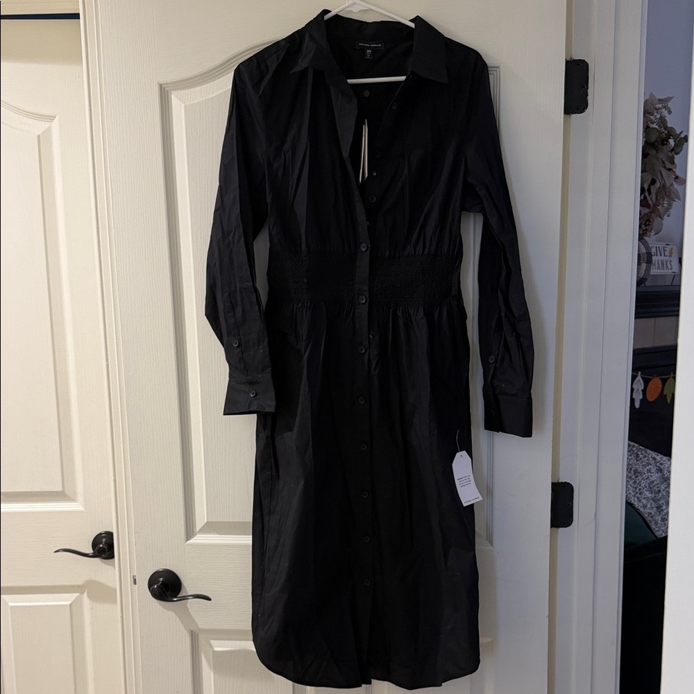 Universal standard black long sleeve cotton midi dress NWT medium